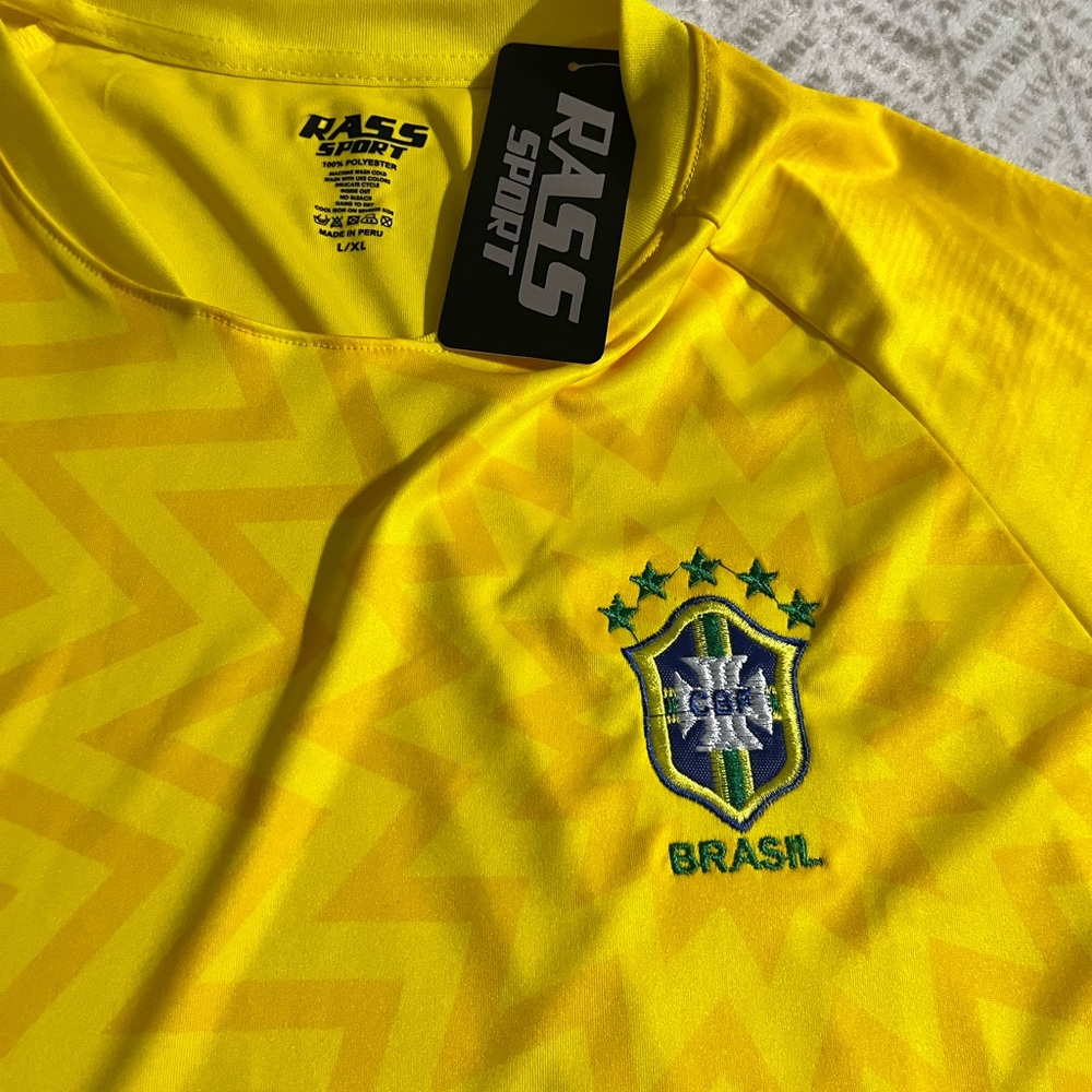 Rass Sports Men's Yellow Brazil Shirt L/XL - Picture 2 of 4